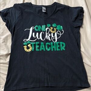 Gildan Black 'One Lucky Teacher' Kids Tee